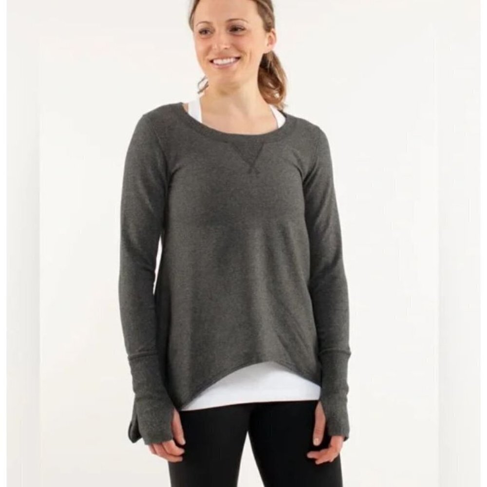 Lululemon Tea Lounge Charcoal Gray Long Sleeve Pullover Size 6